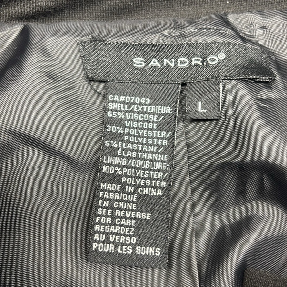 Sandro Lightweight Jacket Button Front Size Large Black - Picture 7 of 11